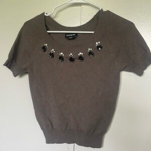 Bebe cropped sweater with rhinestones and jewels. Holiday New Year’s Eve.  Small